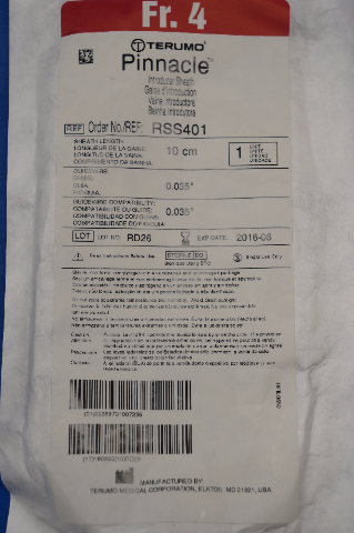 Terumo RSS401 Pinnacle S h e a t h 4Fr. 10cm x 0.035